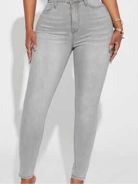 Fashion Nova Light Gray High-Waist Skinny Jeans